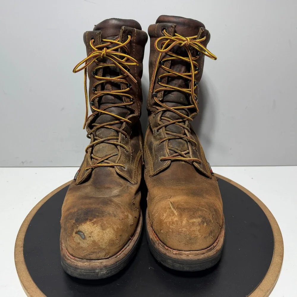 Red Wing Shoes 4420 Men 11.5 D Steel‎ Toe Work Boots Brown Leather Vibram